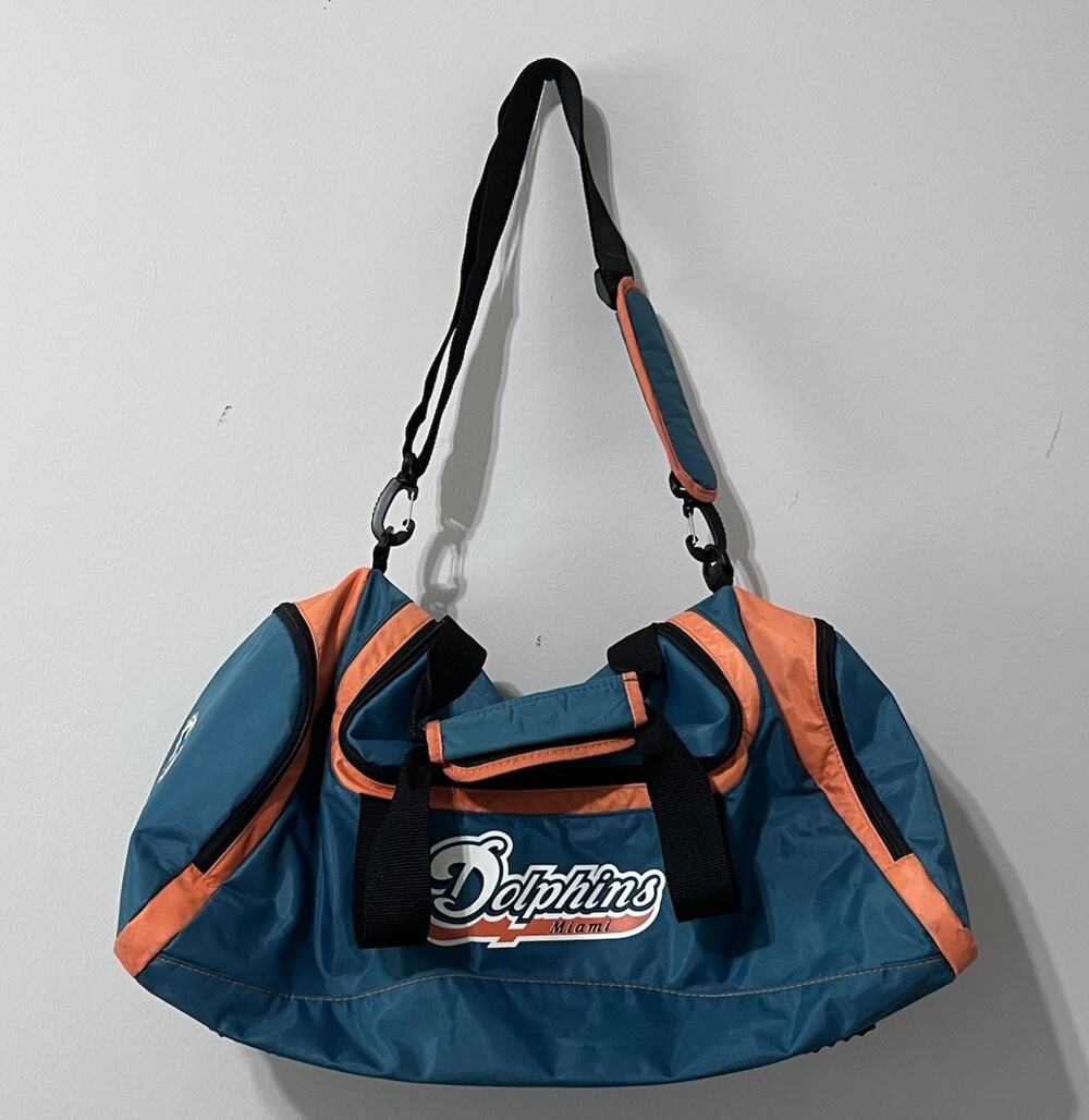 Vintage Reebok NFL Miami Dolphins Duffel Nylon Gym Bag